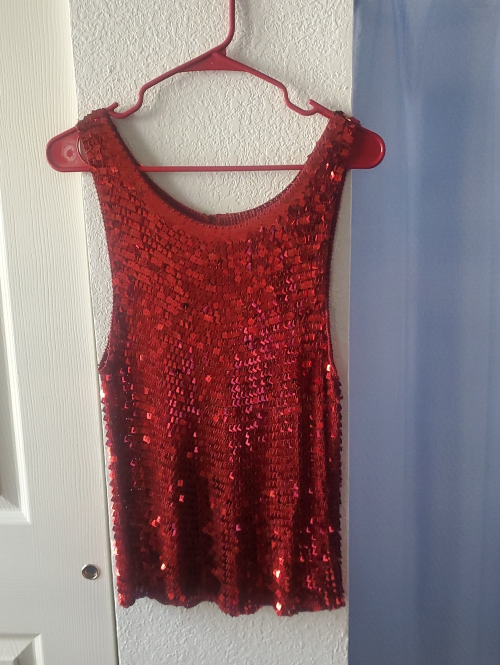 JS Collections Red Sequin Tank Top